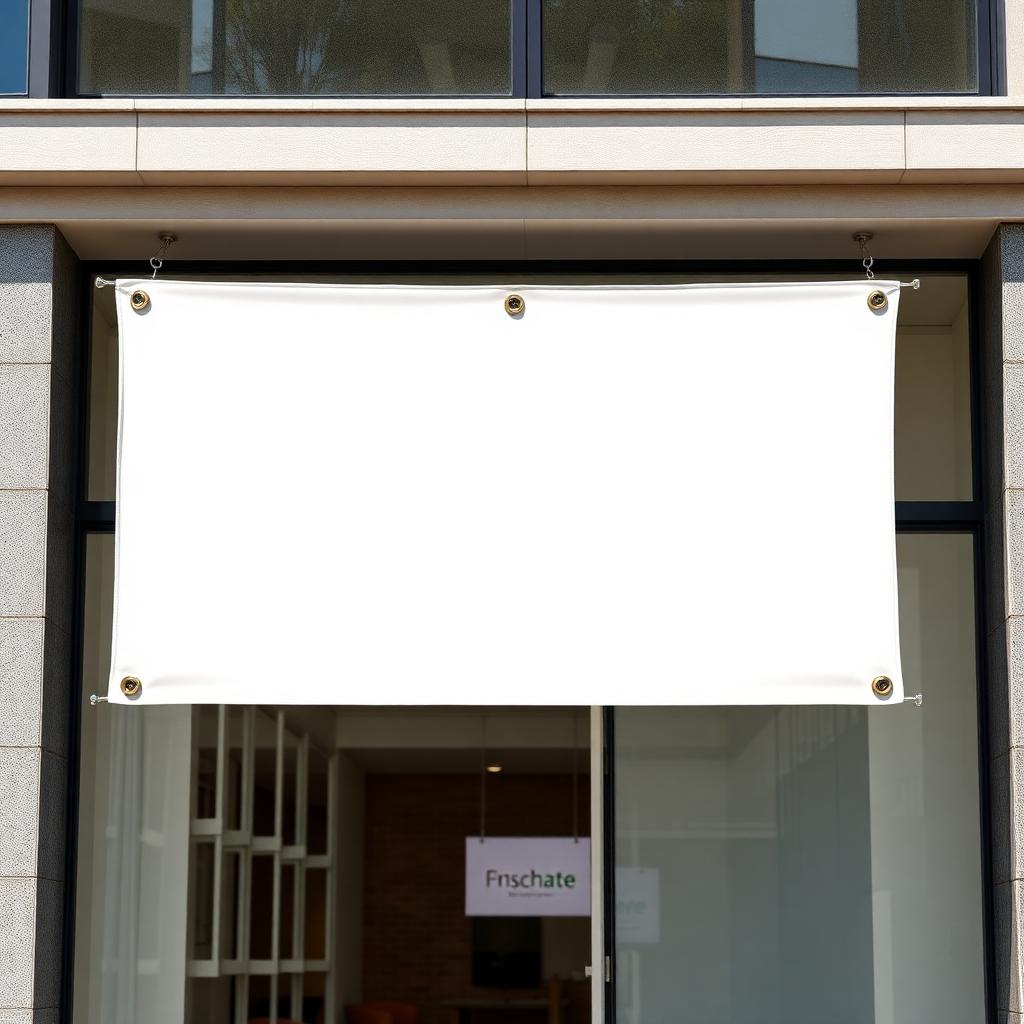 Printed PVC banner mounted on a shopfront
